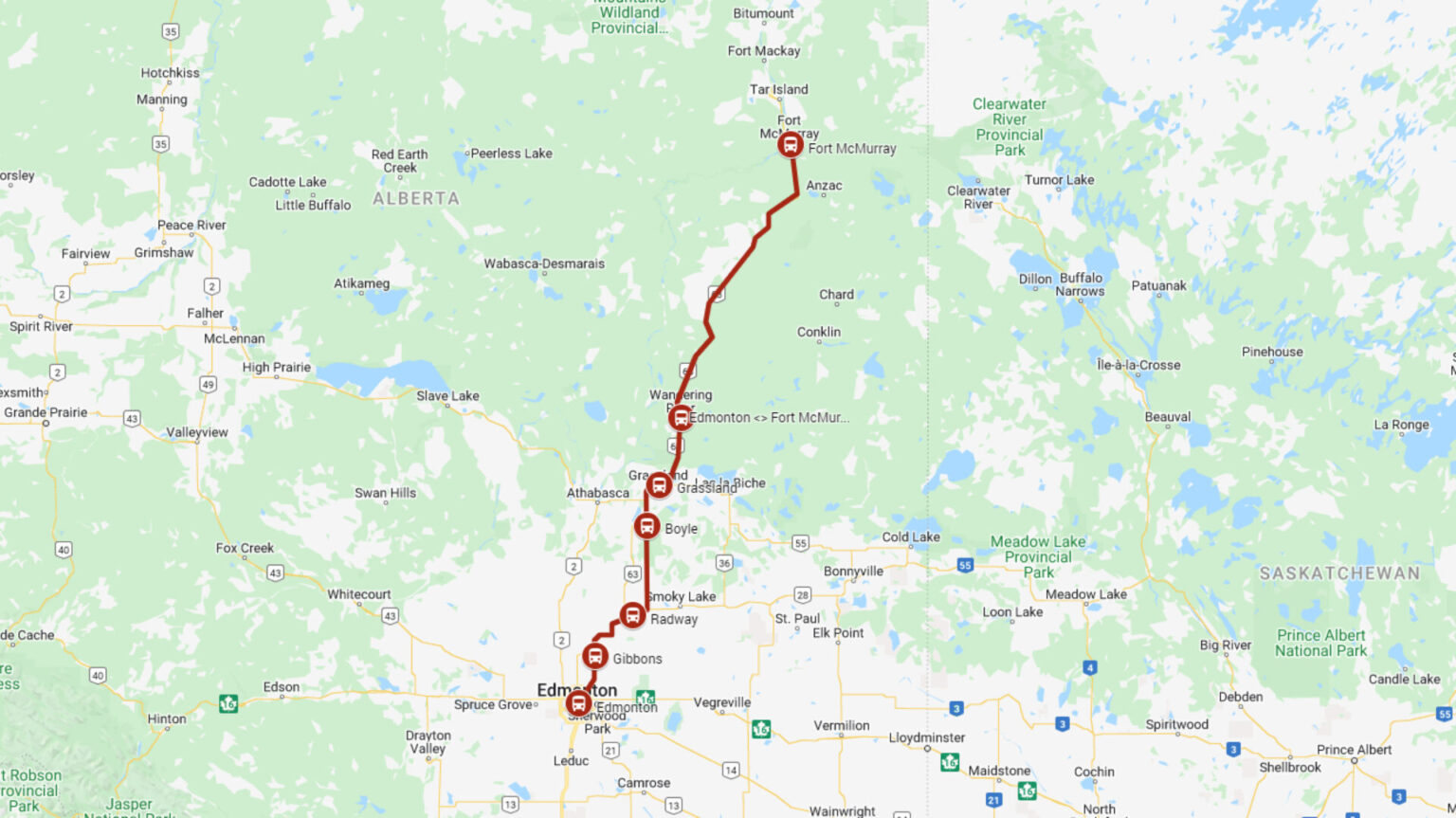 Edmonton to Fort McMurray Red Arrow