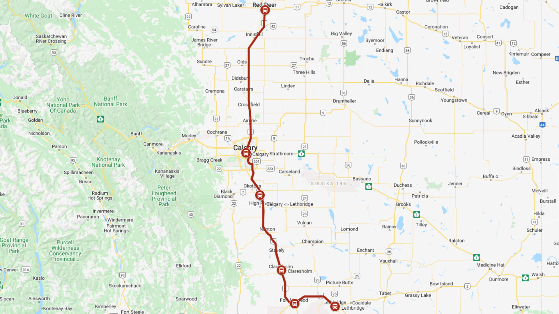 Red Deer to Lethbridge - Red Arrow
