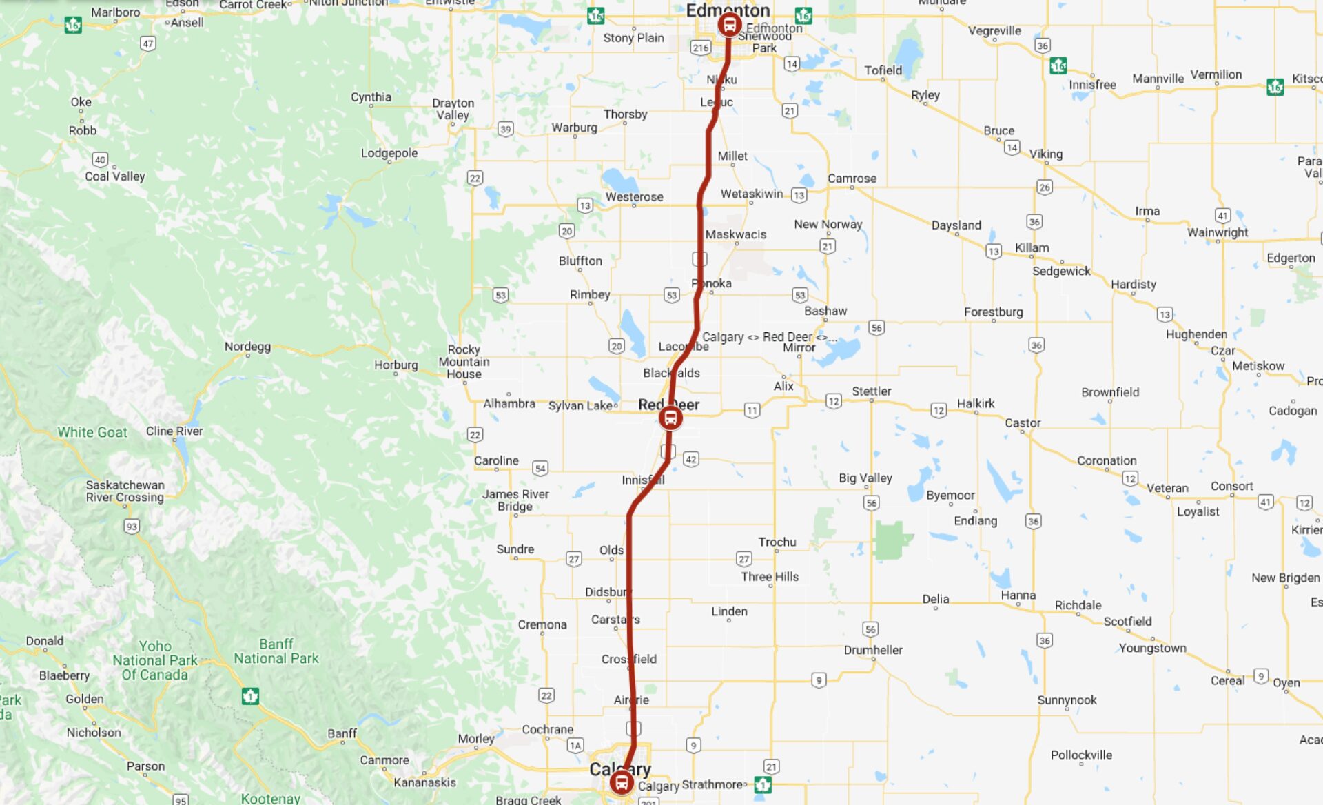 Calgary to Edmonton - Red Arrow