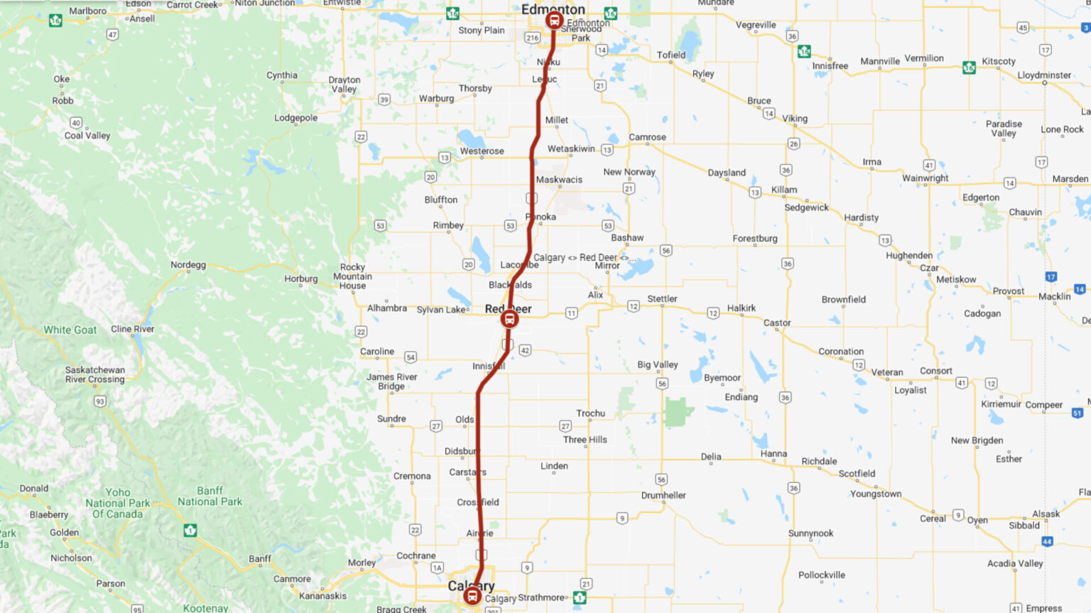 travel distance olds alberta to calgary