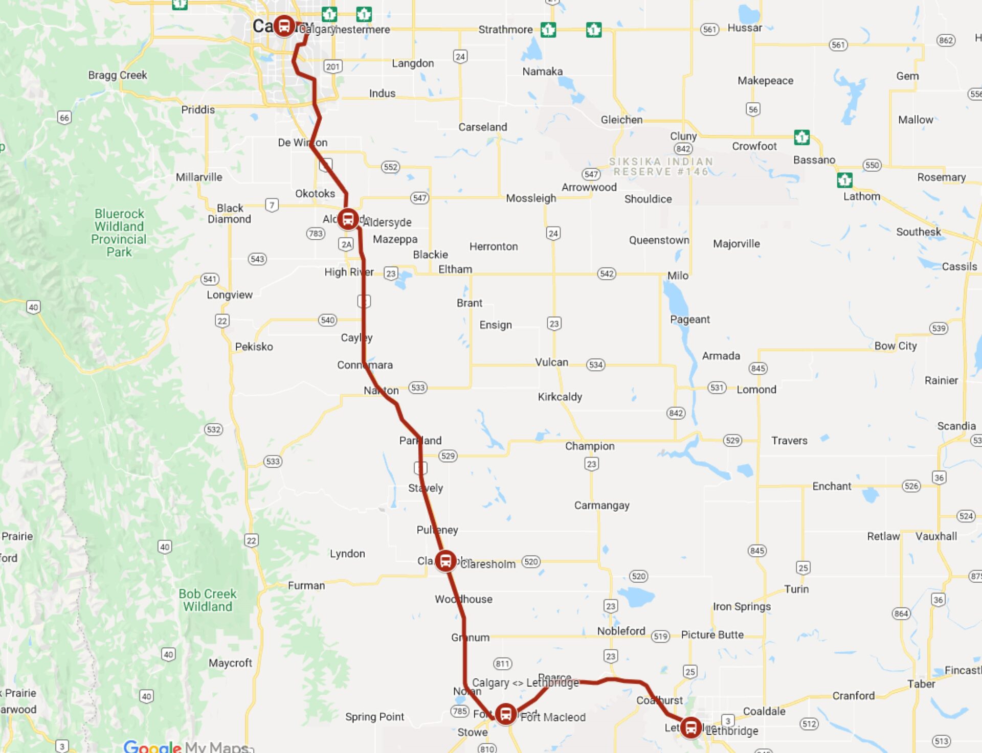 Lethbridge to Calgary - Red Arrow